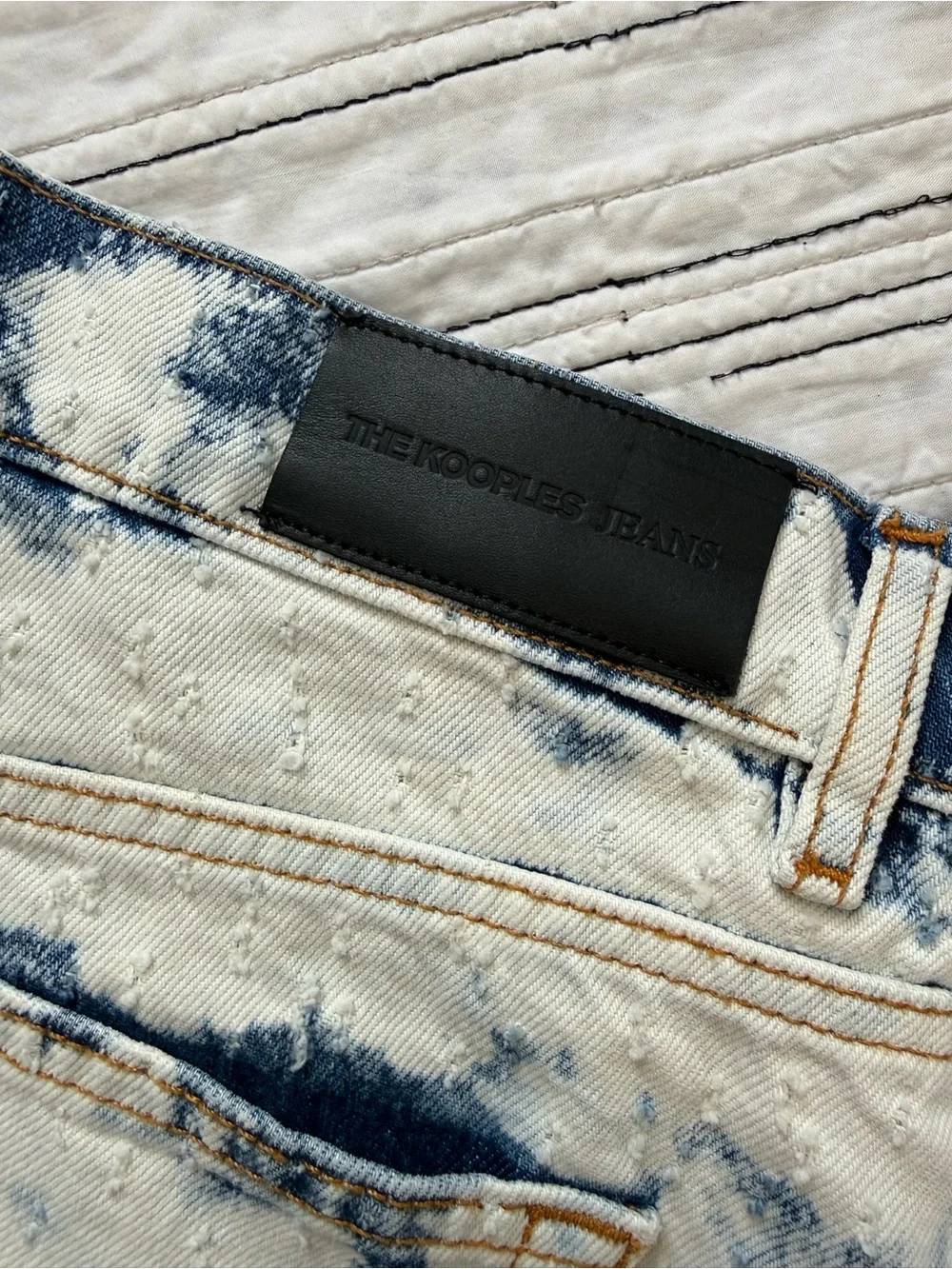 THE KOOPLES Jean Shorts Distressed Cutoffs White & Blue UK  size Medium